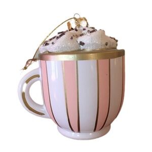 Pink and Gold Striped Mug Ornament